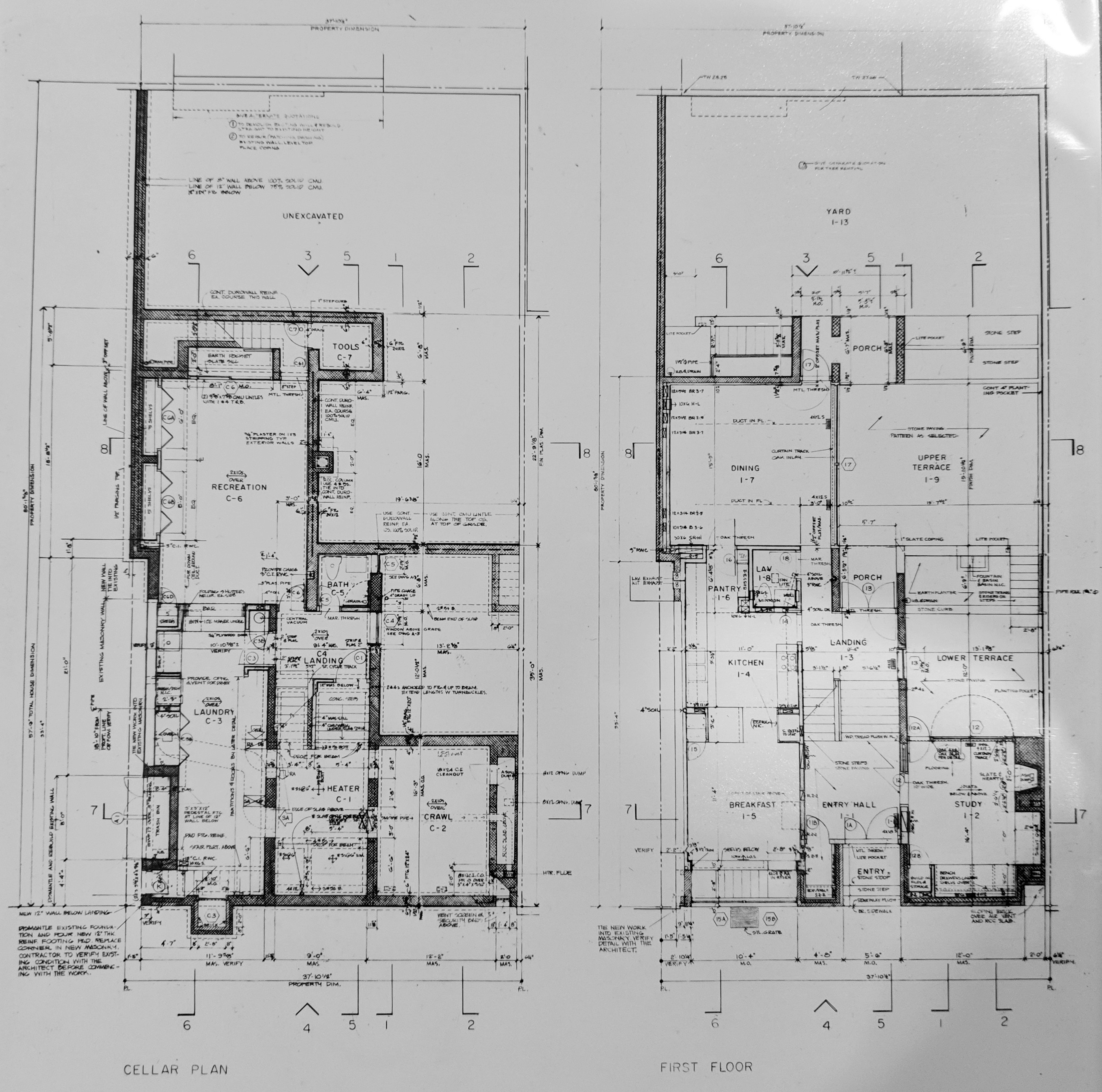 <p>228-230 Delancey Street - Cellar and 1st floor plans</p>

