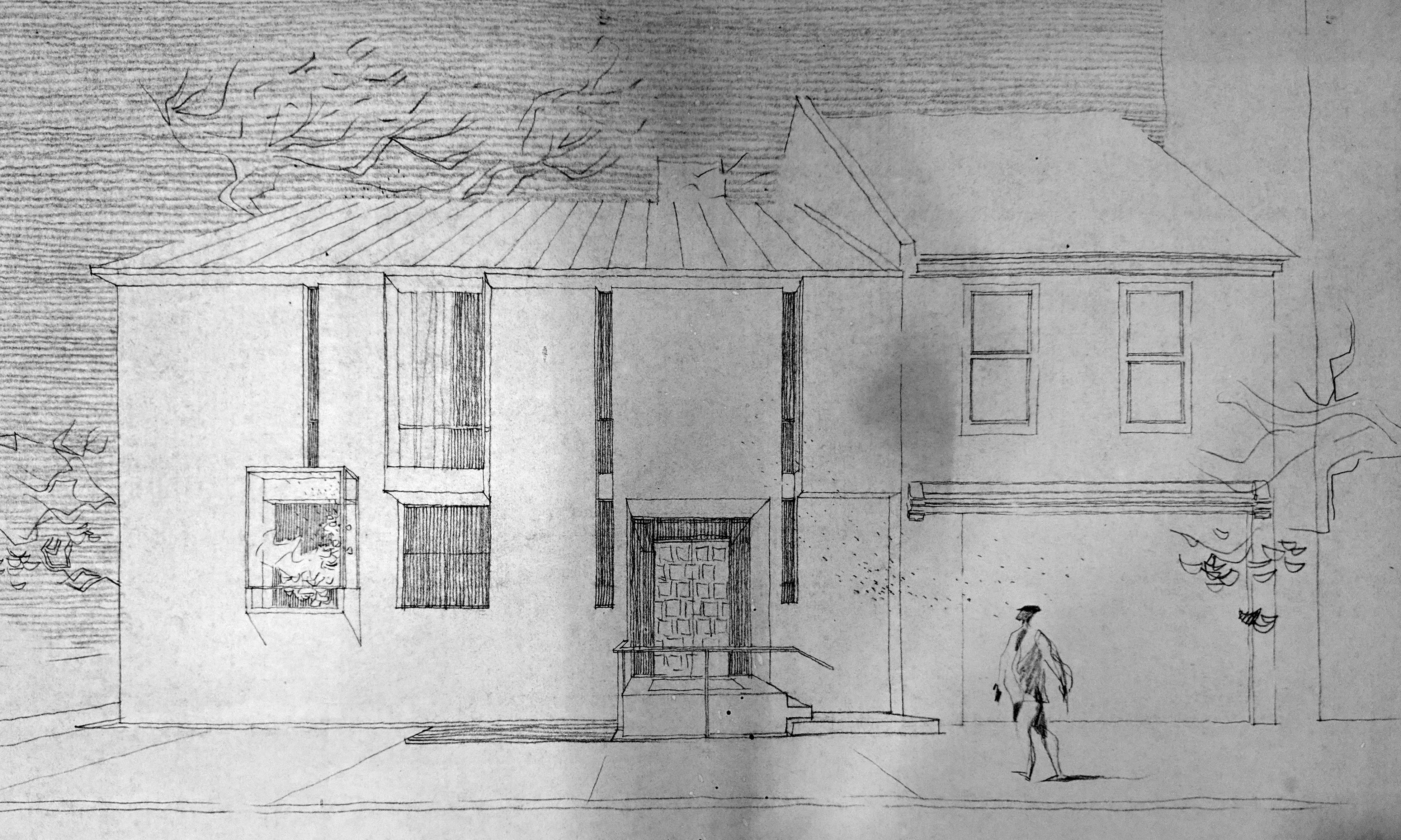 401 Cypress Street - Schematic S 4th St Elevation - Not Built (1966)