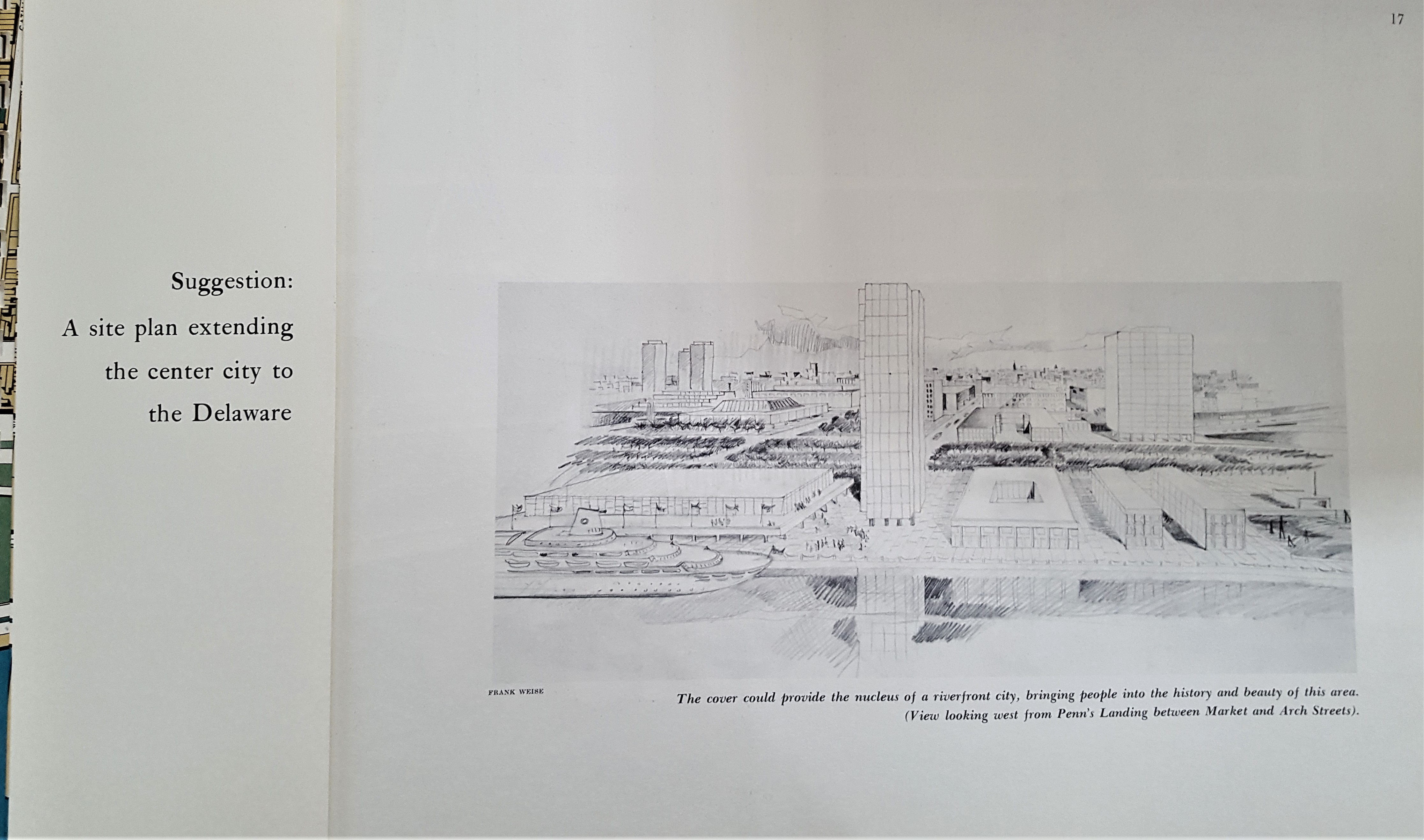 Architectural drawing showing role of cover in connecting the city core and its streets to the waterfront