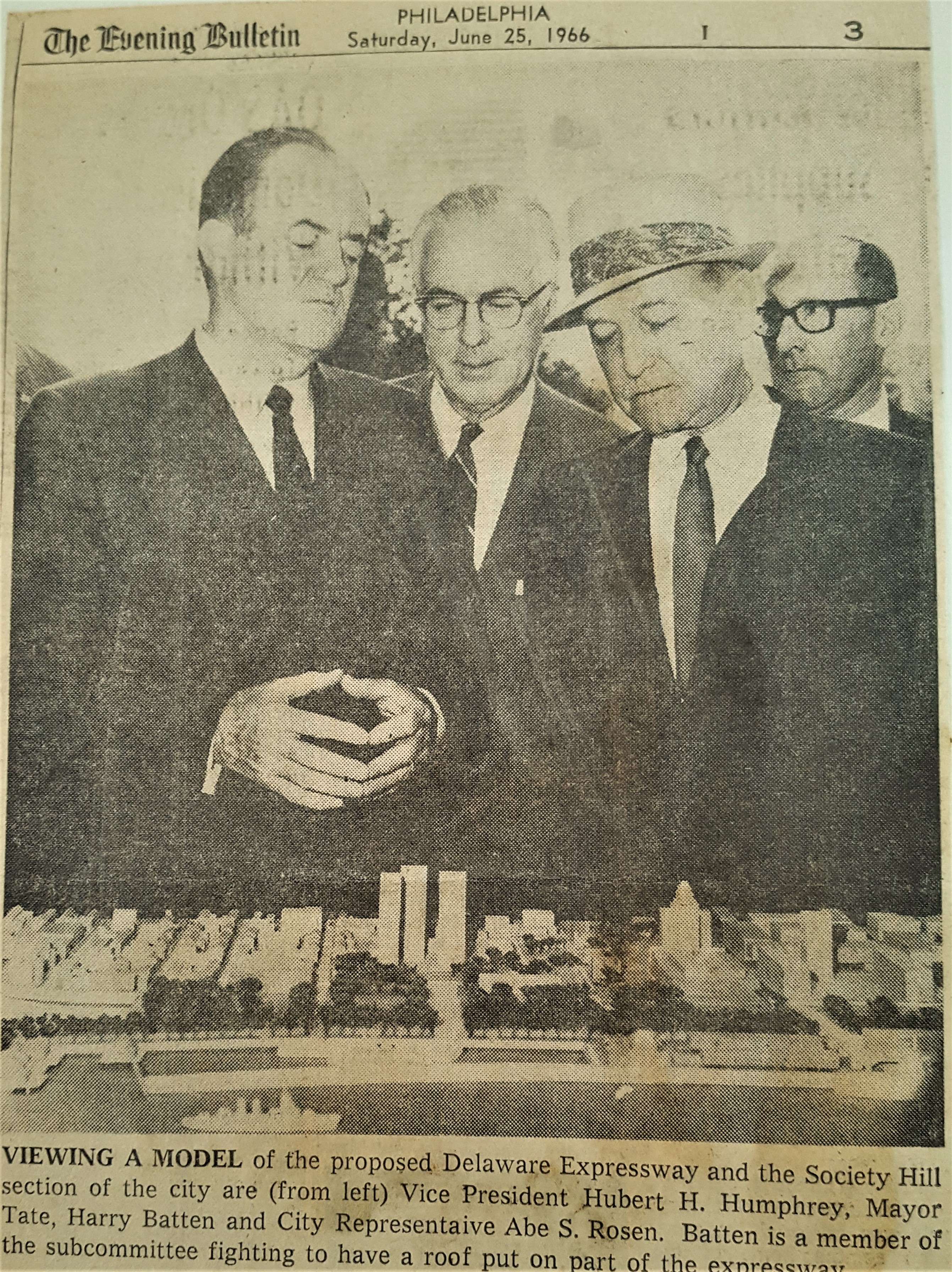 Officials show the model to Vice President Hubert Humphrey