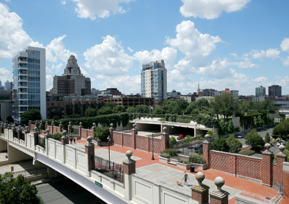 Pedestrian bridge and cover over I-95